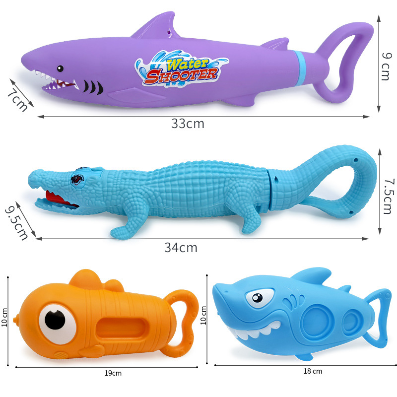 Cartoon high-pressure pull-out shark water gun, crocodile dolphin clownfish summer beach drift water gun wholesale pic 6