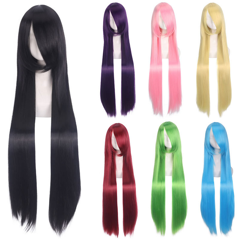 Anime wigs, European and American 100CM wigs, cosplay all-purpose long straight hair for women, multi-color long straight hair manufacturer wholesale pic 2