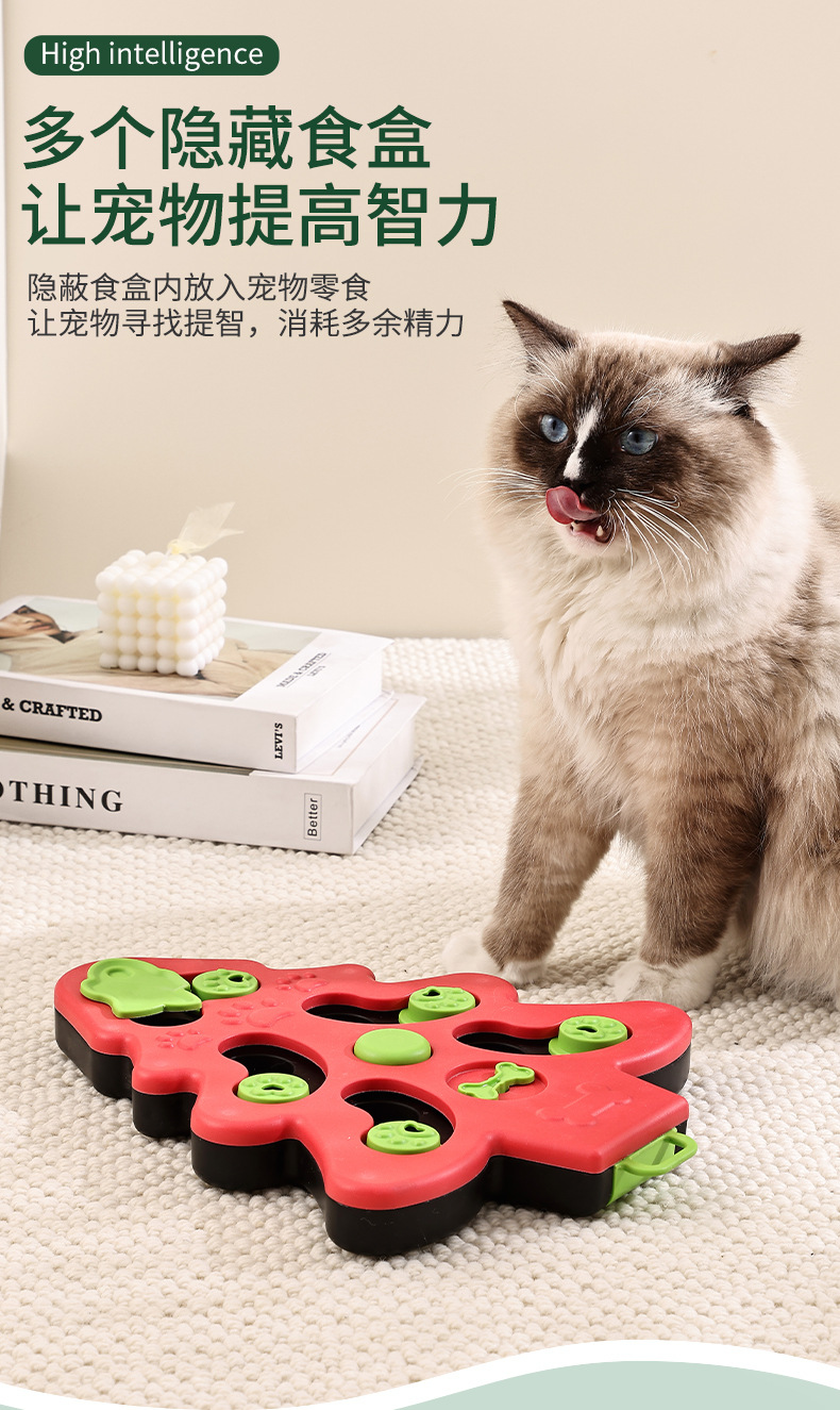 Rongka Pet Cross-border Pet anti-slip and leak-proof Toy Dog Puzzle Christmas Tree Sound Slow Food Bowl Roller Hidden Food Fun Bowl Toy pic 2