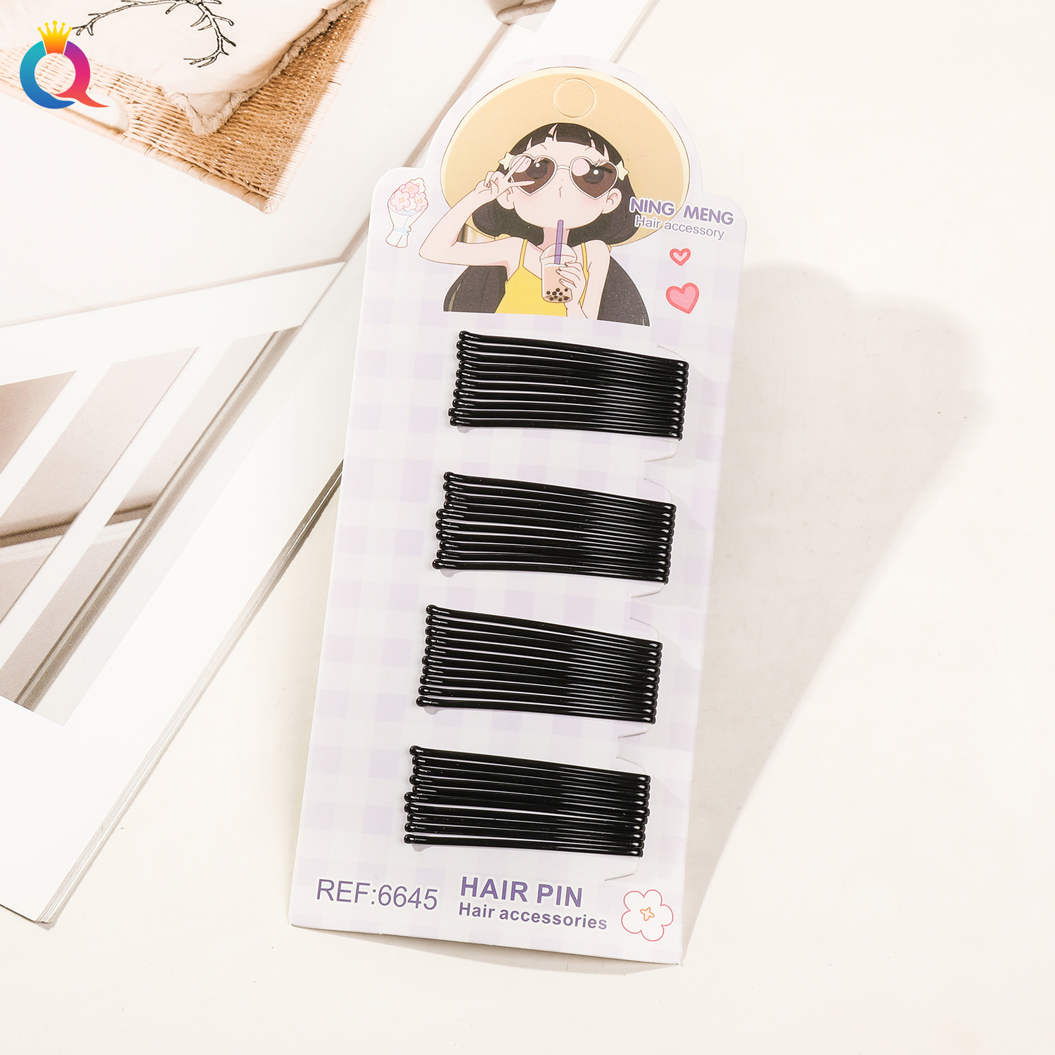 Wholesale of Qiyue Classic black straight clips, durable lacquered hair clips, braided hair clips, broken hair bangs clips and side clips pic 97