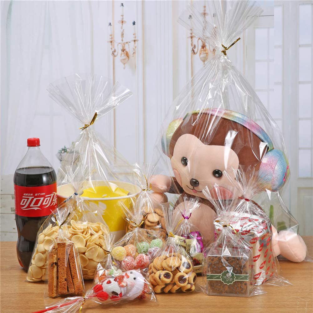 现货平口袋开口pp袋透明塑料袋opp袋糖果棒棒糖饰品包装袋带扎丝详情6