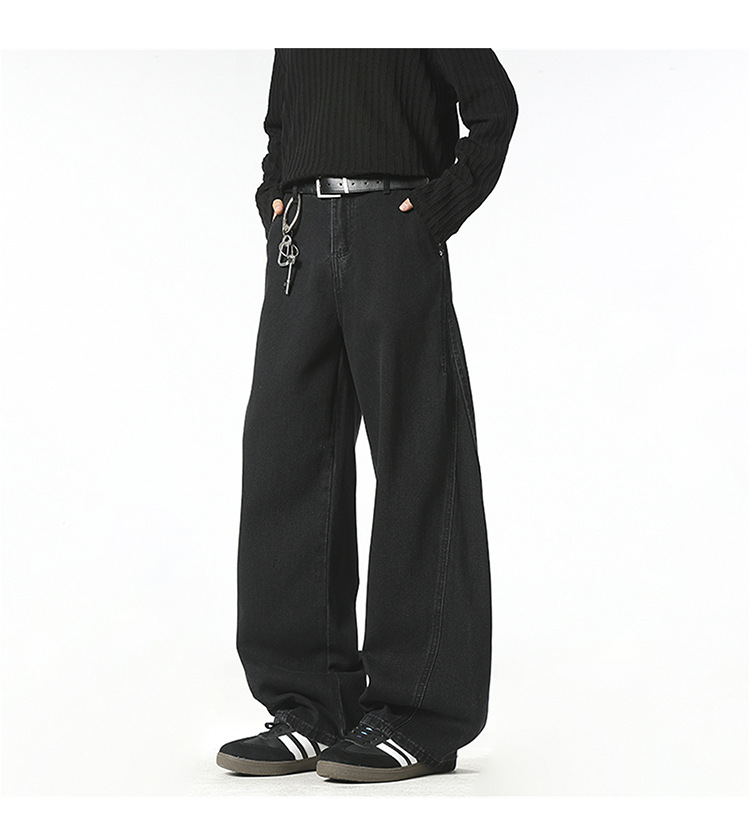 Custom-made 2026 Spring new denim blue jeans for men, American streetwear brand, retro scimitar pants, straight-leg trousers pic 18