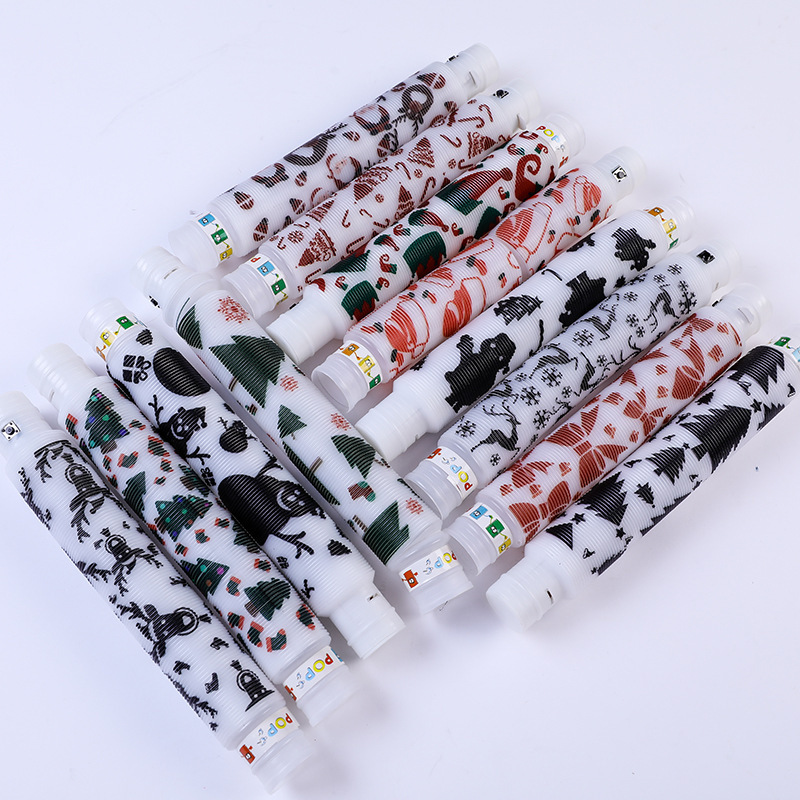 跨境新品减压派对圣诞节印花LED发光管pop tube灯管伸缩管批发详情2