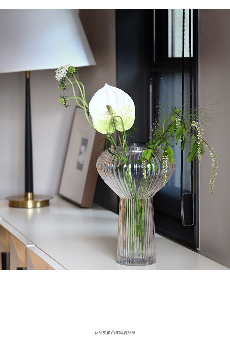 Cross-border TEMU best-selling transparent living room dining table vase, ins home soft furnishing exposed material hydroponic glass flower vase pic 3
