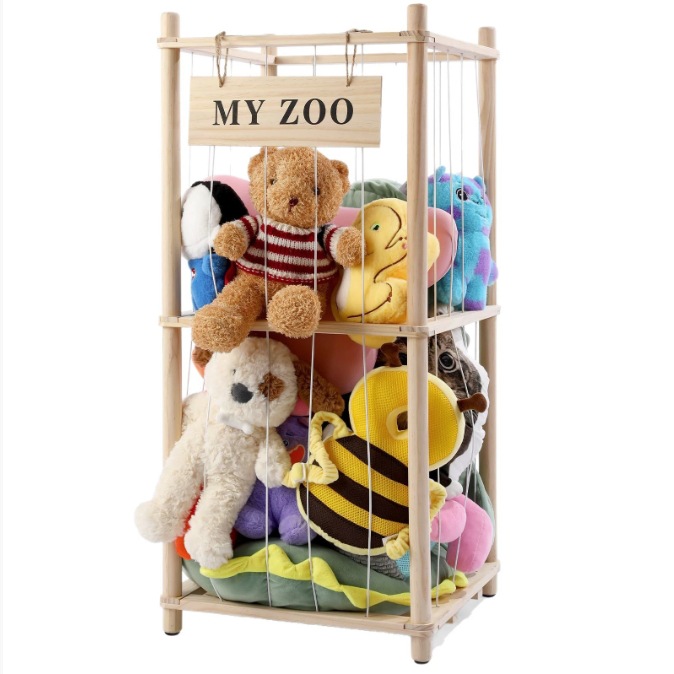 跨境木制玩具收纳架大容量毛绒玩具填充物玩具展示架落地式储物架详情4