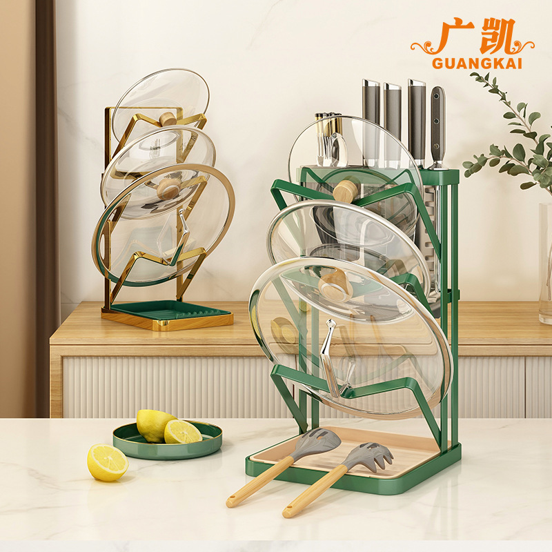 厨房锅盖架子台面壁挂式免打孔家用置物架菜板收纳架锅铲架托神器详情5