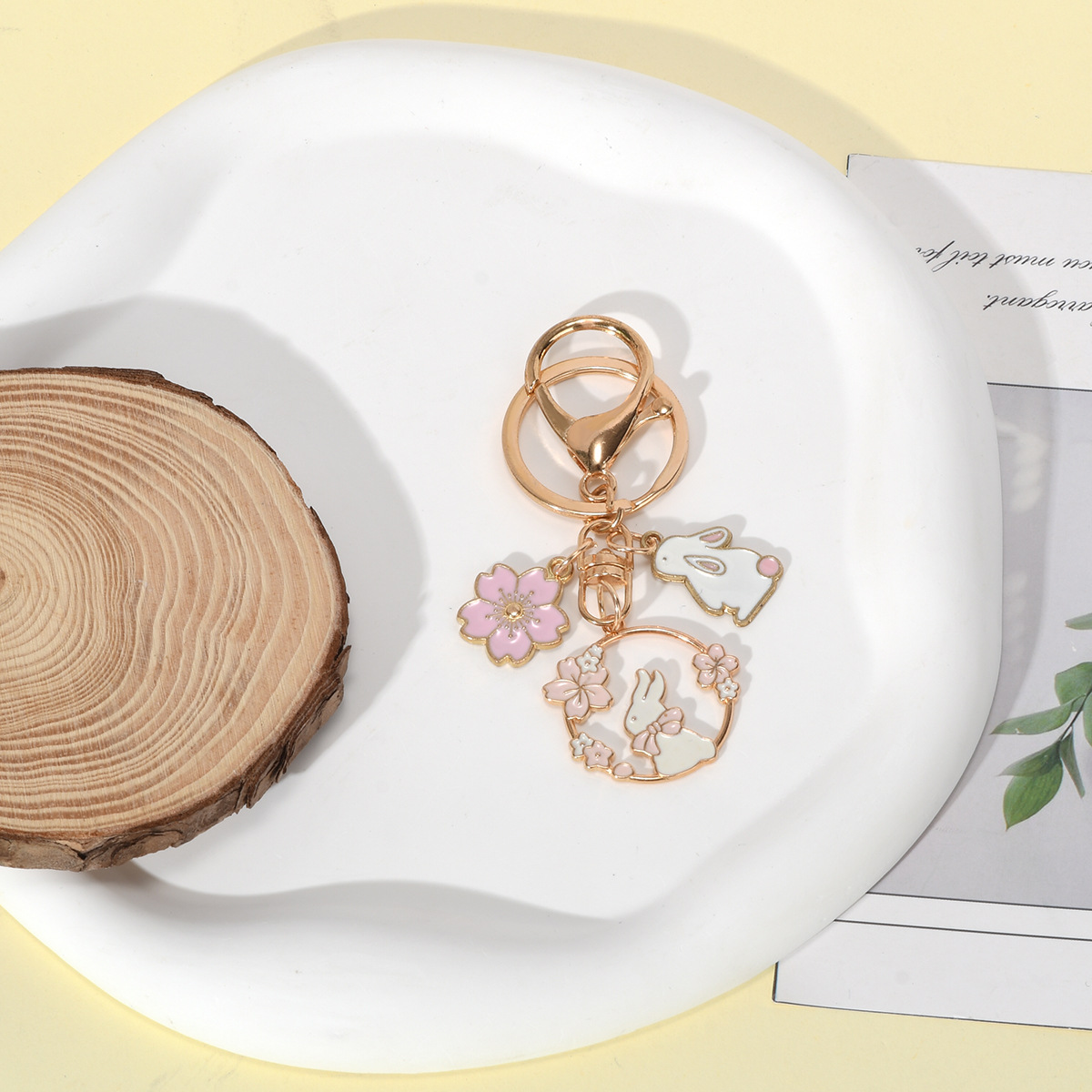 创意卡通可爱钥匙扣樱花兔子猫猫 ins背包书包挂件吊坠质感小礼物详情3