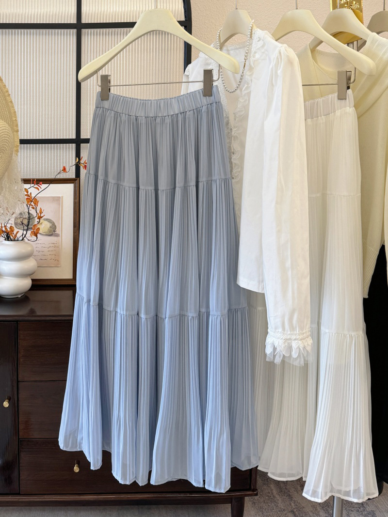 2025新款高腰仙女裙压褶裙长裙温柔风紫色半身裙女春夏气质百搭详情10
