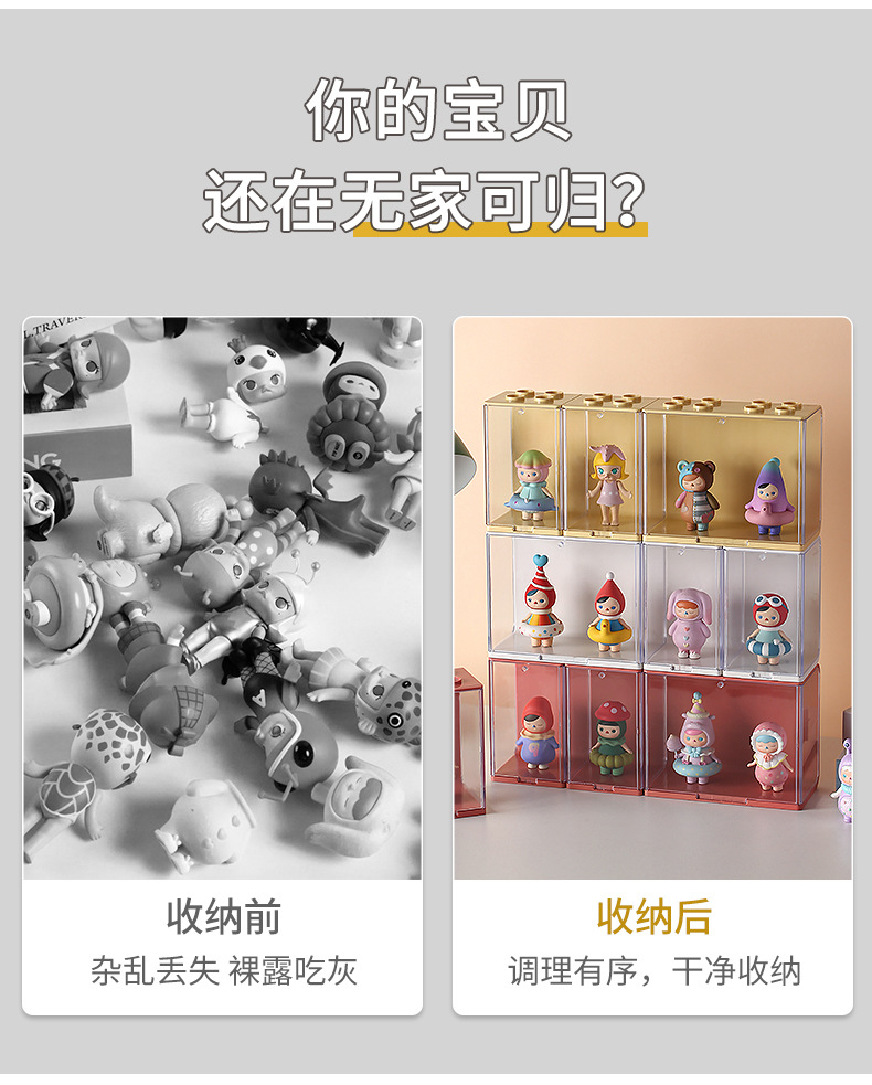 盲盒收纳展示架场景泡泡玛特装手办亚克力盒子透明大号摆柜展示盒详情2
