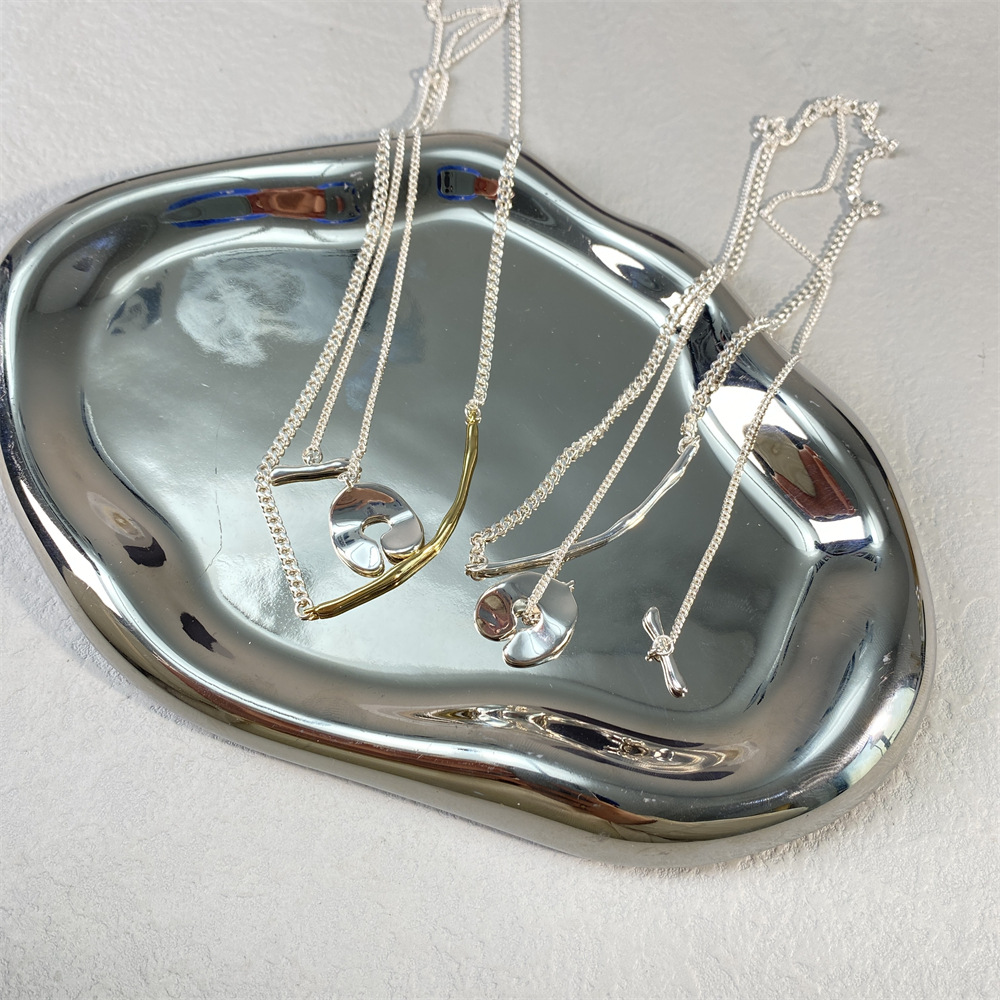 网红博主松本惠奈款长项链日本小众设计金银拼色气质双层叠戴颈链详情6