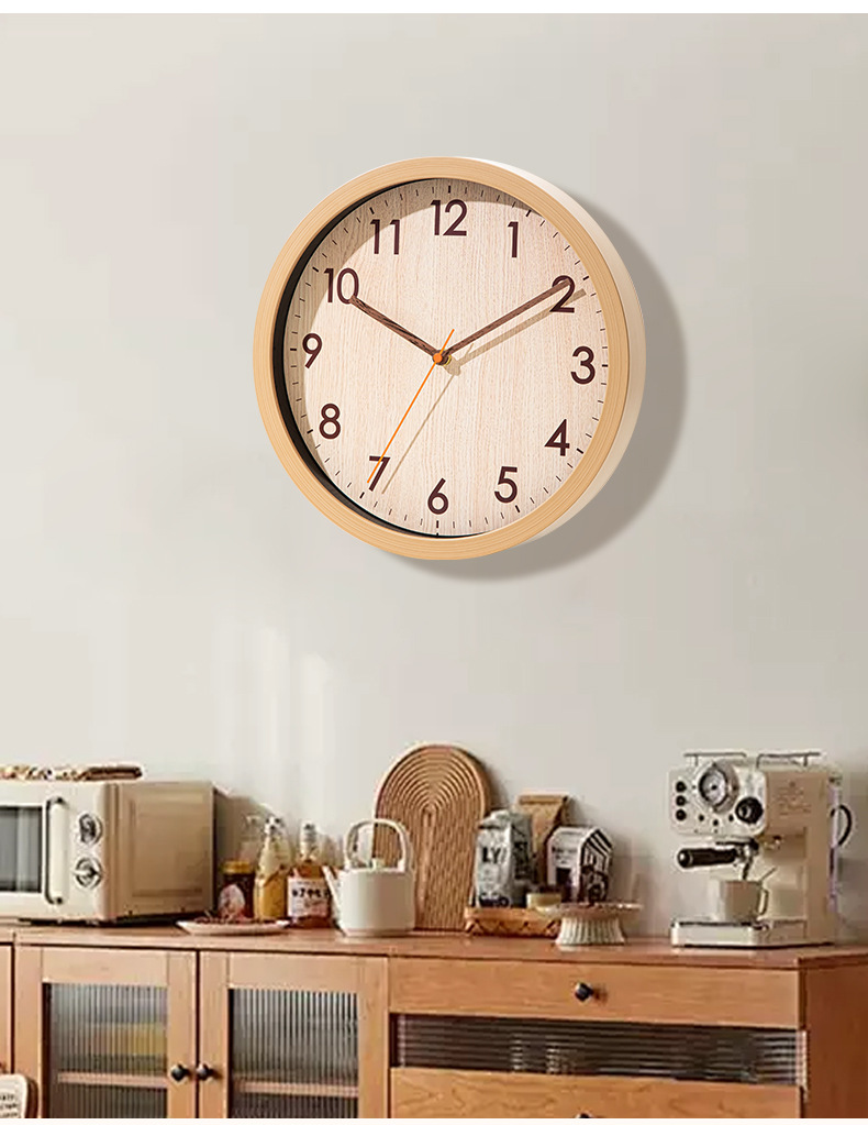 Wood-grain imitation wall clock, silent clock, wall clock, quartz clock, wall clock, living room decoration gift, promotional item, clock, Chinese-style clock pic 12