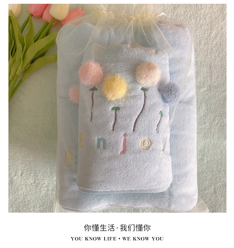 【 Chi Jia 】 Coral Velvet Towel, Bath Towel, mother and child set towel, Cute Dandelion towel, home bath towel, beach pic 17