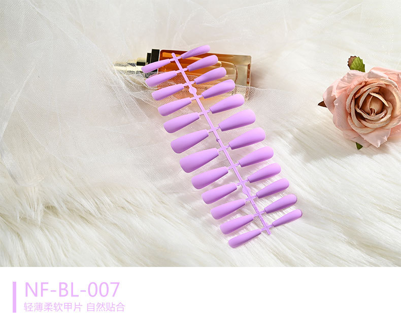 European and American mid-length solid color matte extra-long ballet nail trapezoidal matte wearable nail sheet false nails pic 7