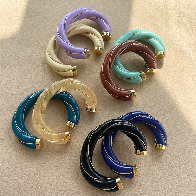 法国复古小众设计扭结设计马卡龙开口手镯个性中古独特轻奢高级感详情3