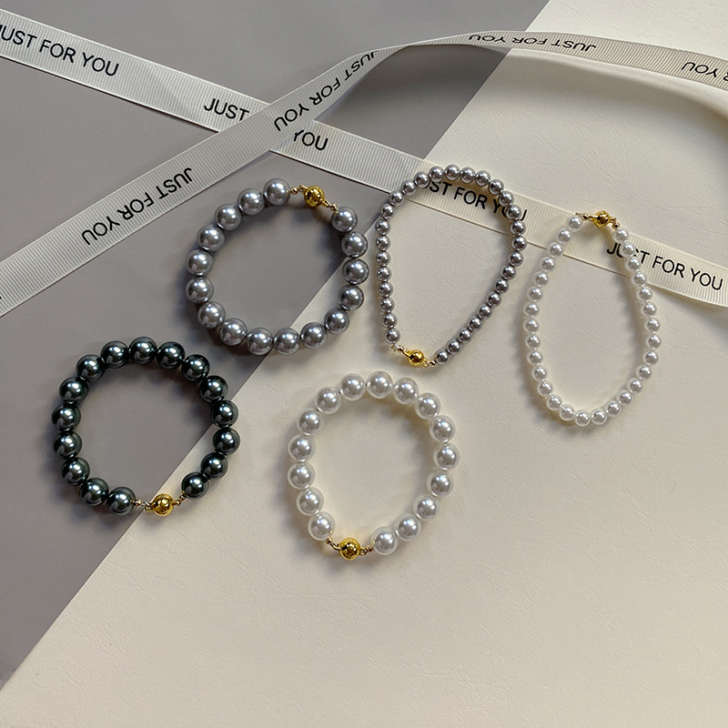 This is a trendy accessory for women, featuring a strong Australian white round magnetic pearl bracelet. It exudes a light luxury, niche and high-end vibe pic 23