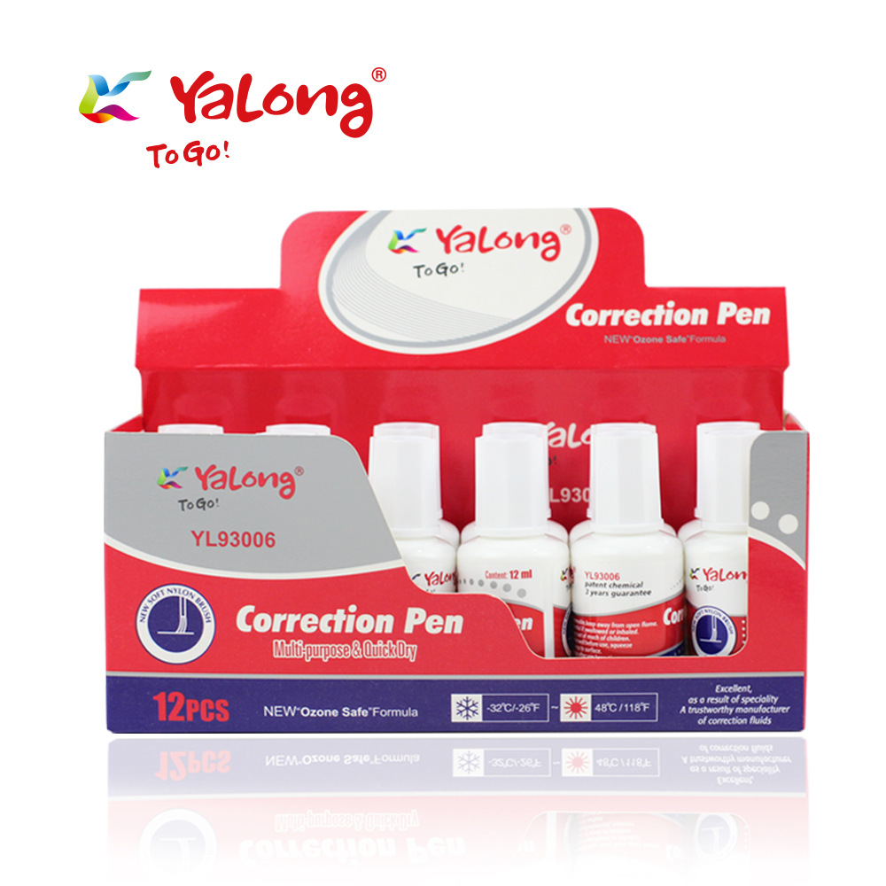 Yalong high-quality correction fluid, quick dry brush style white correction pen fluid pic 3