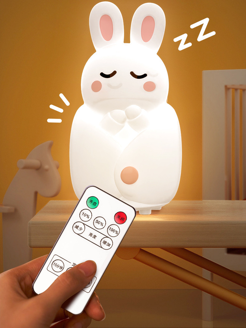Little Rabbit and Little turtle night light magic tool, super cute pet silicone, a magic weapon for moms to lull them to sleep, pat light, smart sensing, papa Rabbit pic 26