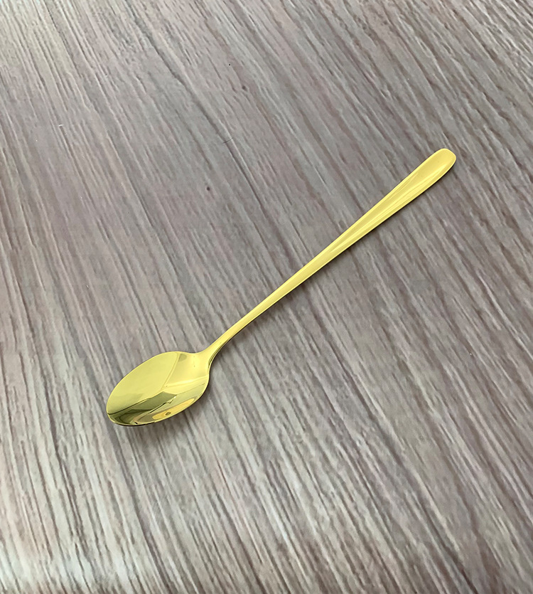 304不锈钢金色咖啡勺搅拌勺镀金长柄勺家用喝粥调羹蛋糕甜品勺详情1