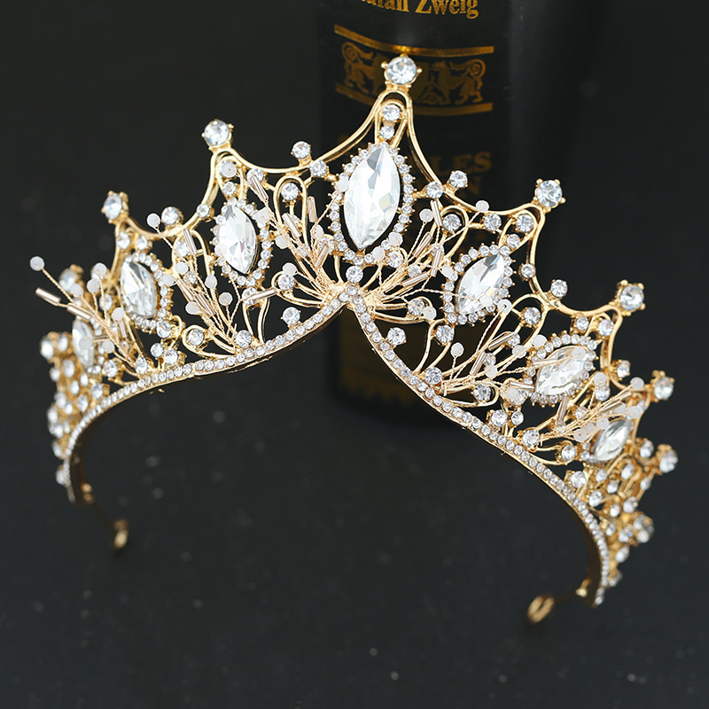 Nuevo estilo nupcial coronas coreanas blanco strass hecho a mano tocados vestidos de novia accesorios de fotografía vestidos de boda accesorios para el cabello pic 30