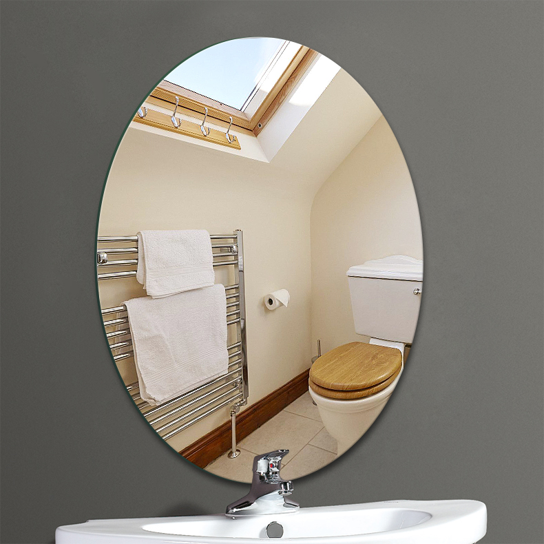 浴室镜卫生间镜子免打孔贴墙椭圆形自粘贴梳妆壁挂镜化妆镜圆茹遇详情12