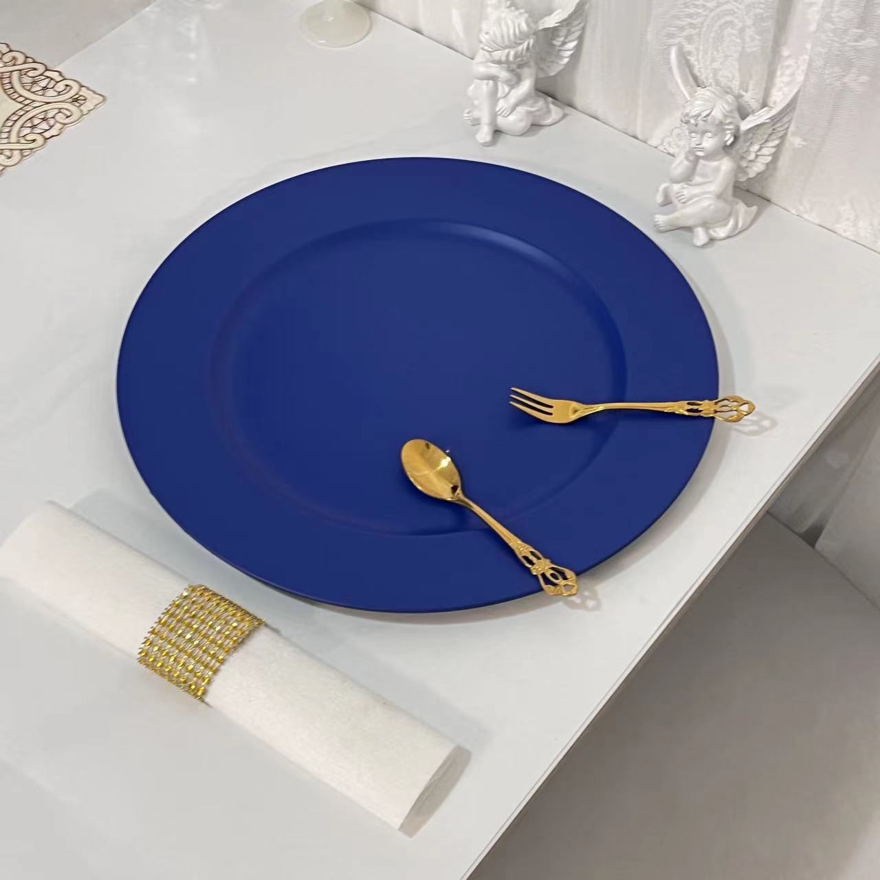 外贸透明婚礼酒店派对喷漆工艺装饰塑料深果盘金闪闪大果盘圆形详情5