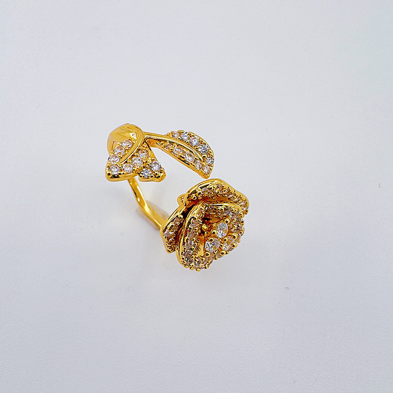 柏伶山茶花食指戒指女镶钻轻奢小众素圈开口戒时尚个性高级感饰品详情11