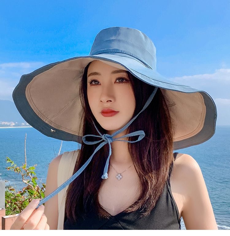 超大檐渔夫帽大沿女夏遮脸双面加大帽檐遮阳防晒帽子防紫外线太阳详情12