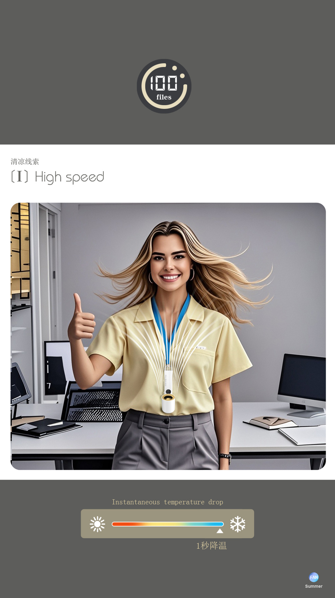 2025新品暴力风扇数显涡轮高速手持户外便携式登山扣小静音详情8