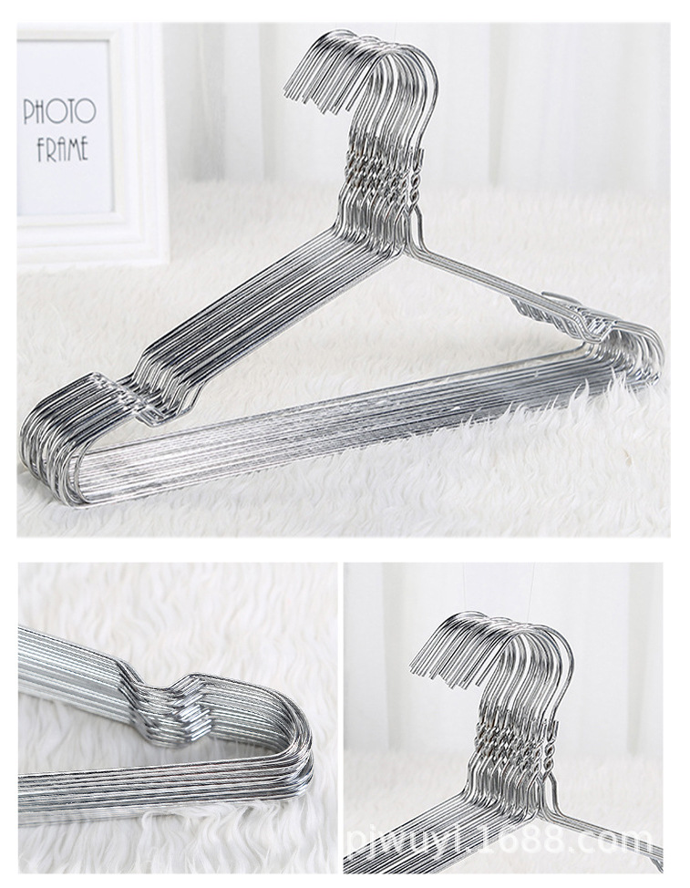 成人加粗铁丝衣架铁丝电镀不锈钢色家用衣挂防滑衣撑详情3