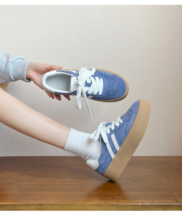 厚底拼色德训鞋女2025新款小个子增高百搭平底系带运动休闲阿甘鞋详情18