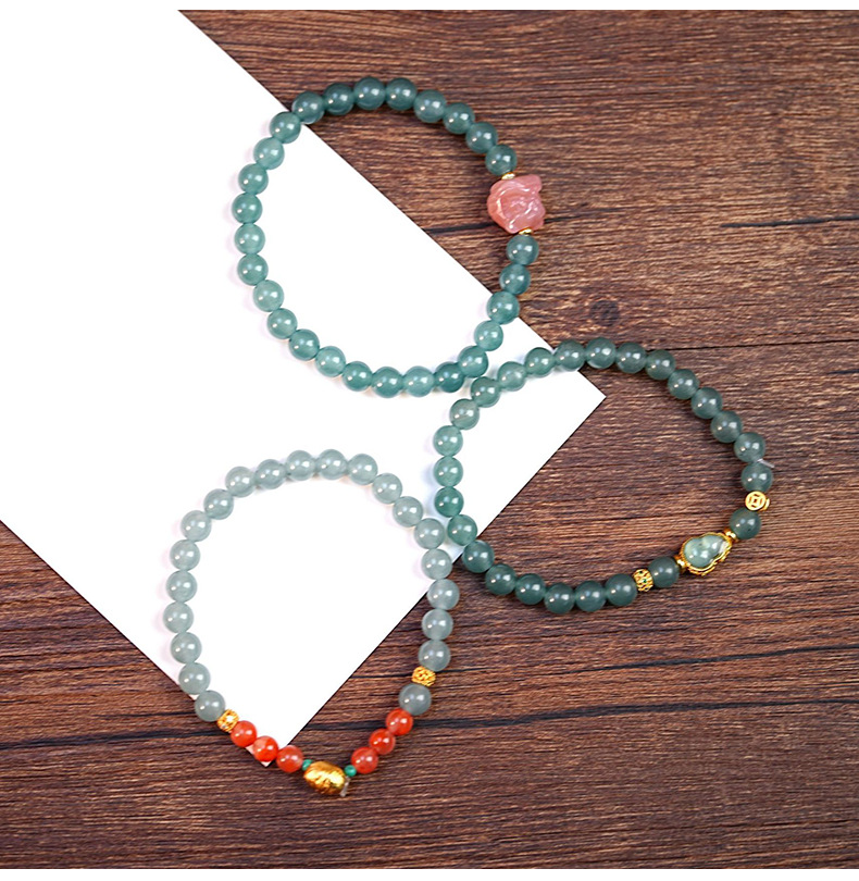 新中式多巴胺天然蓝水翡翠串珠手串小众高级感复古女水晶手链饰品详情9