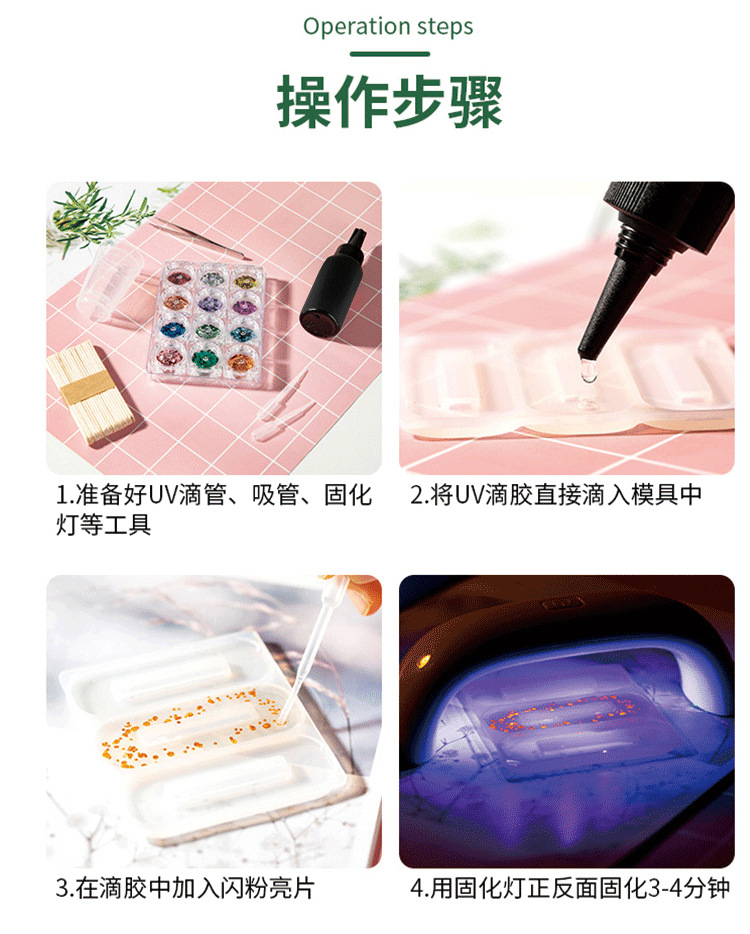 Sakura odorless uv Drip glue, UV glue resin, crystal drip glue, quick-drying glue, Ultraviolet lamp, starry sky handmade Drip glue diy pic 6