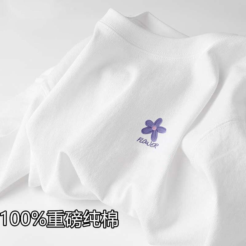 新疆纯棉短袖t恤男女同款清新简约白色打底衫ins夏季宽松半袖体恤详情3