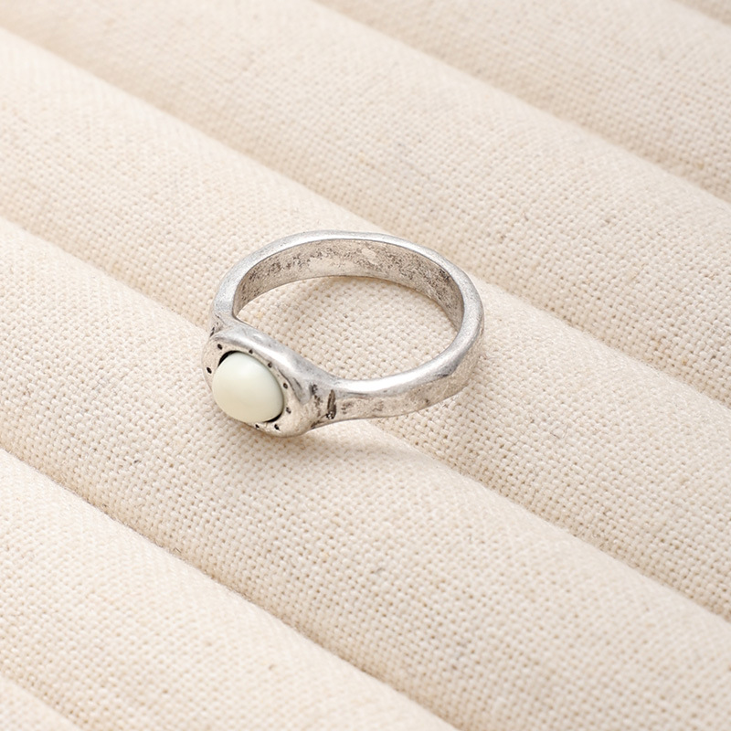 韩系小众设计mars手工复古做旧天然斑点石戒指简约百搭叠戴奶牛戒详情12