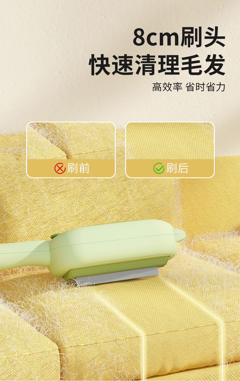 宠物刷毛器 静电吸附双向滚筒除毛刷衣服沙发粘毛器 猫狗除毛器详情5