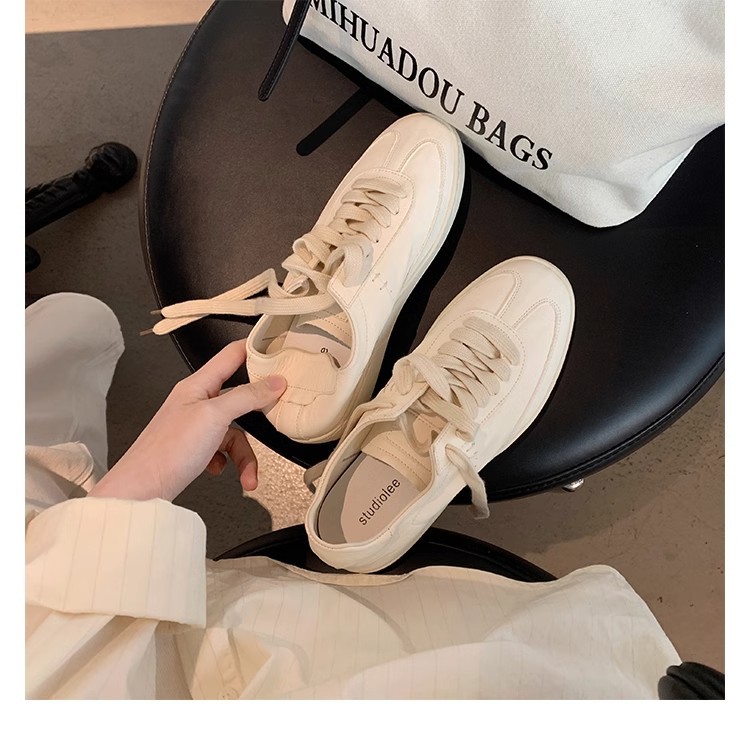 葡萄妈studiolee同款牛皮系带休闲百搭运动板鞋圆头小白鞋女新款详情37