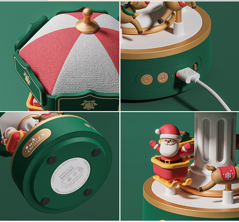 Romantic gifts for couples: Classic Christmas rotating wooden lantern, creative music box, bedside night light, Bluetooth speaker pic 23