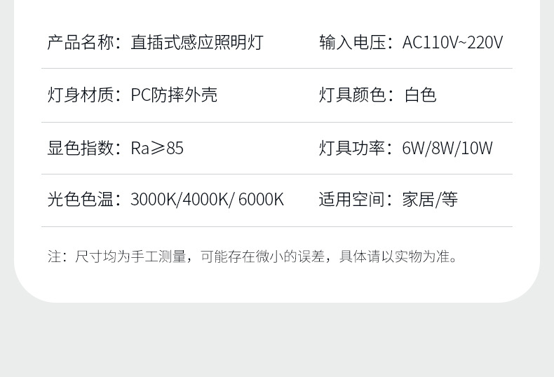 Through-hole infrared human body sensor bulb, radar sensor light, intelligent sound and light control, energy-saving, high-power night light pic 19