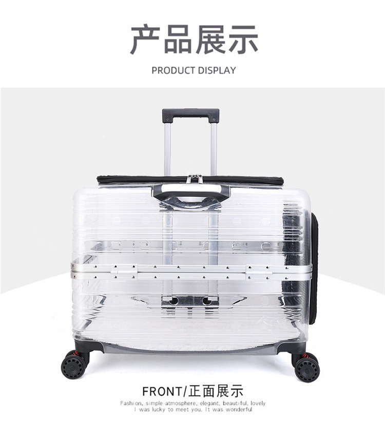Large dog pet trolley case, large-capacity outboard case, portable fully transparent pet aviation case, cat takeout case pic 16