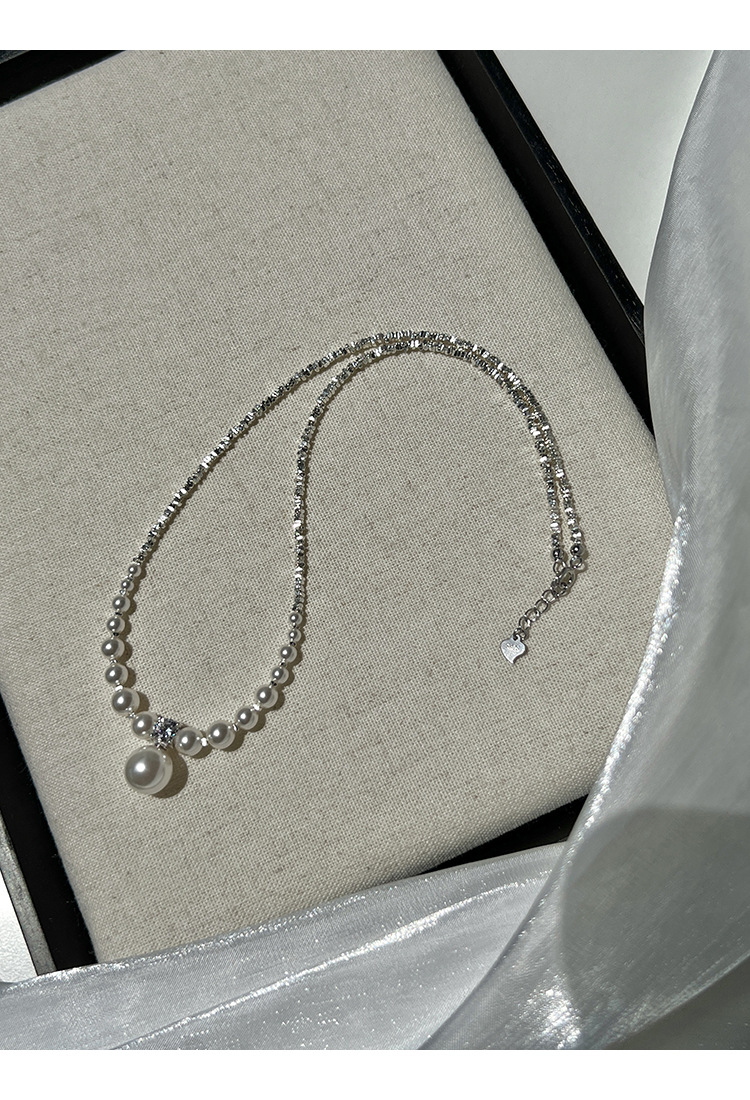 新中式碎银子王妃施家强光珍珠S925纯银渐变项链设计高级感锁骨链详情32