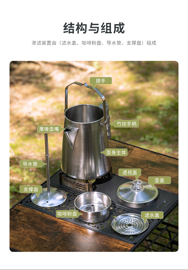 Koman SW-7 permeation coffee pot, a convenient American-style filter pressure coffee pot, a stainless steel teapot without filter paper pic 4