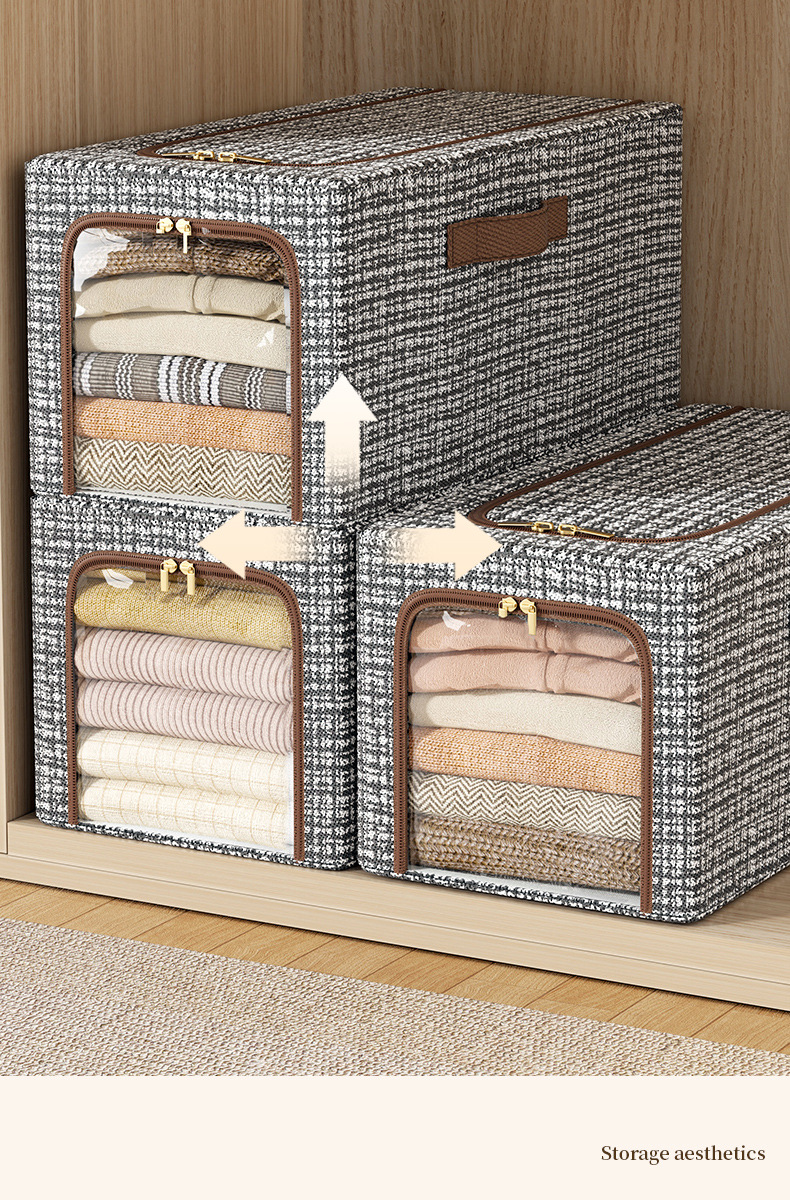 A household fabric folding storage box for wardrobes, clothes, quilts, organizing boxes, bags and storage boxes is a must-have pic 10