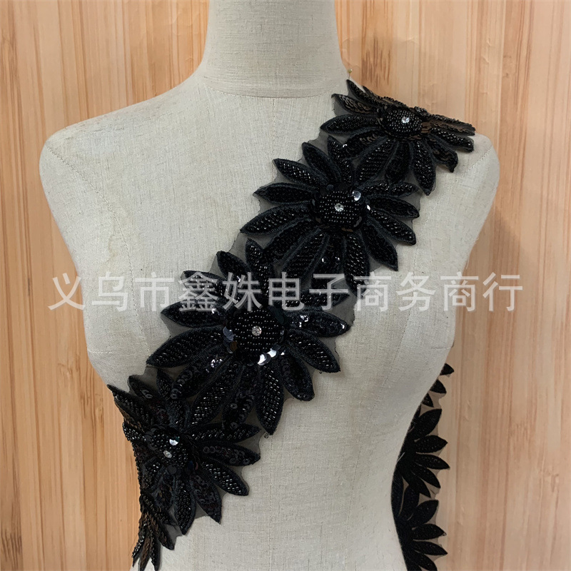Beaded sequins, embroidered barcodes, wedding dress and evening gown accessories pic 5