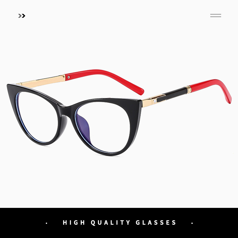 2024跨境个性新款猫眼防蓝光眼镜金属装饰平光镜欧美时尚框架眼镜详情5