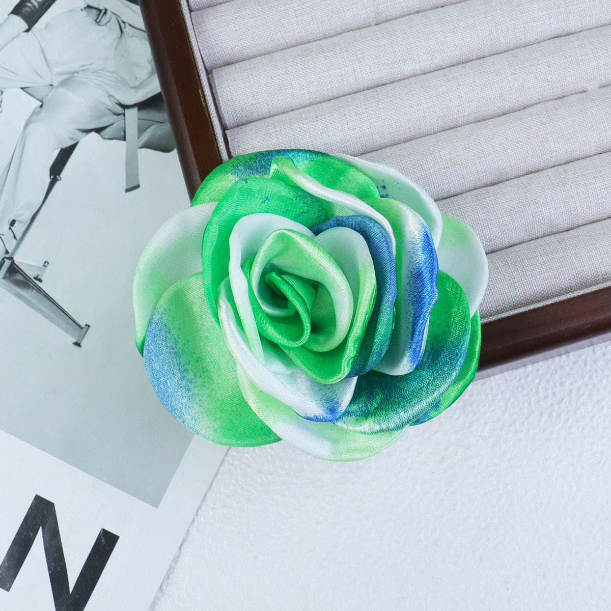 10cm手工立体扎染感玫瑰花朵DIY饰品鞋花包包服装辅料首饰配件详情7