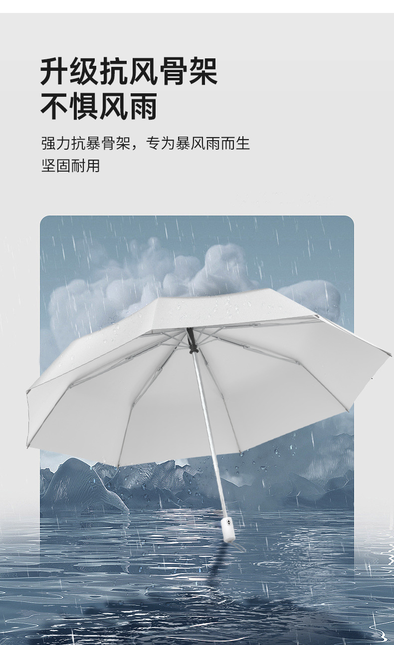 日系超轻三折全自动6骨晴雨两用伞遮阳钛银防晒太阳礼品广告伞详情4