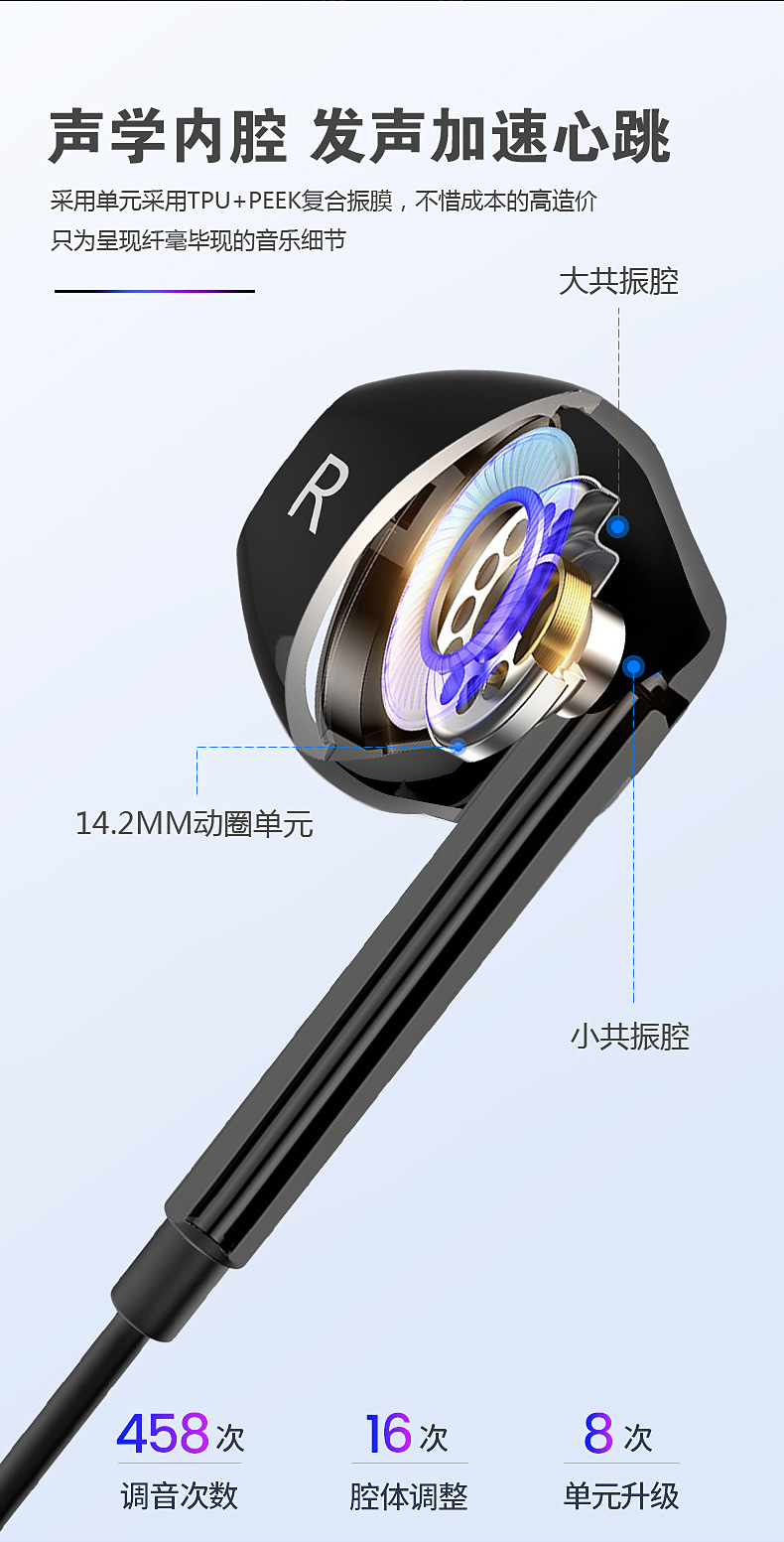 跨境新款重低音有线入耳式降噪游戏K歌TYPE-C接口金属耳机详情7