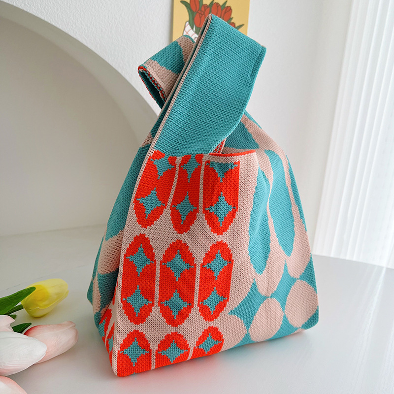 女士针织包多巴胺小包包手机包托特包针织包时尚卡通针织手提袋详情25