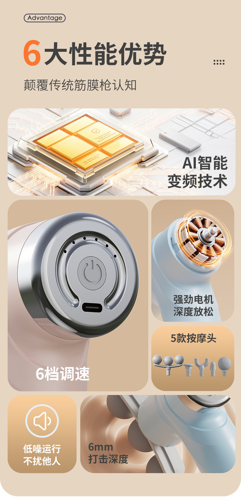 跨境多头筋膜枪放松肌肉电动按摩器运动颈膜枪家用健身迷你筋膜枪详情2