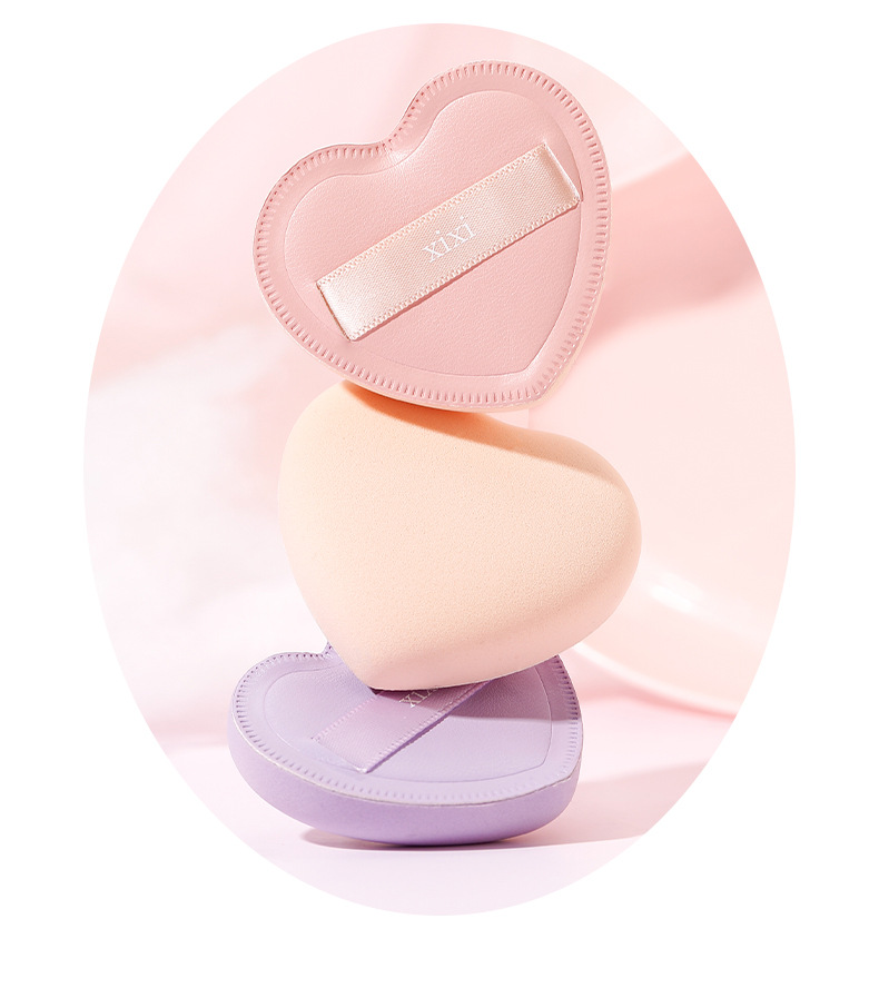 xixi Sweetheart Cotton Candy Powder Puff Beauty Egg Super Soft not easy to eat powder Dry and Wet dual-purpose heart cushion Powder puff tool pic 14